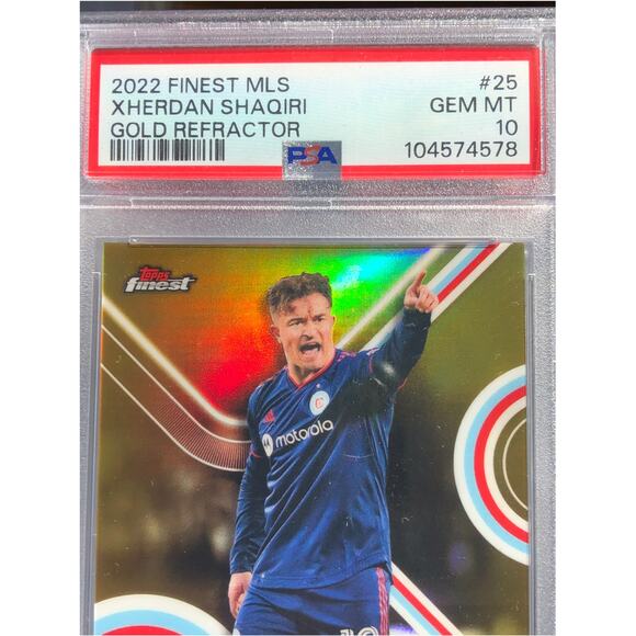 2022 Topps Finest MLS Gold Refractor #25 Xherdan Shaqiri /50 PSA 10 GemMint Pop1 - Picture 4 of 6